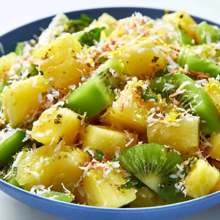 Delicious Pineapple Kiwi Salad with fresh fruits in a bowl