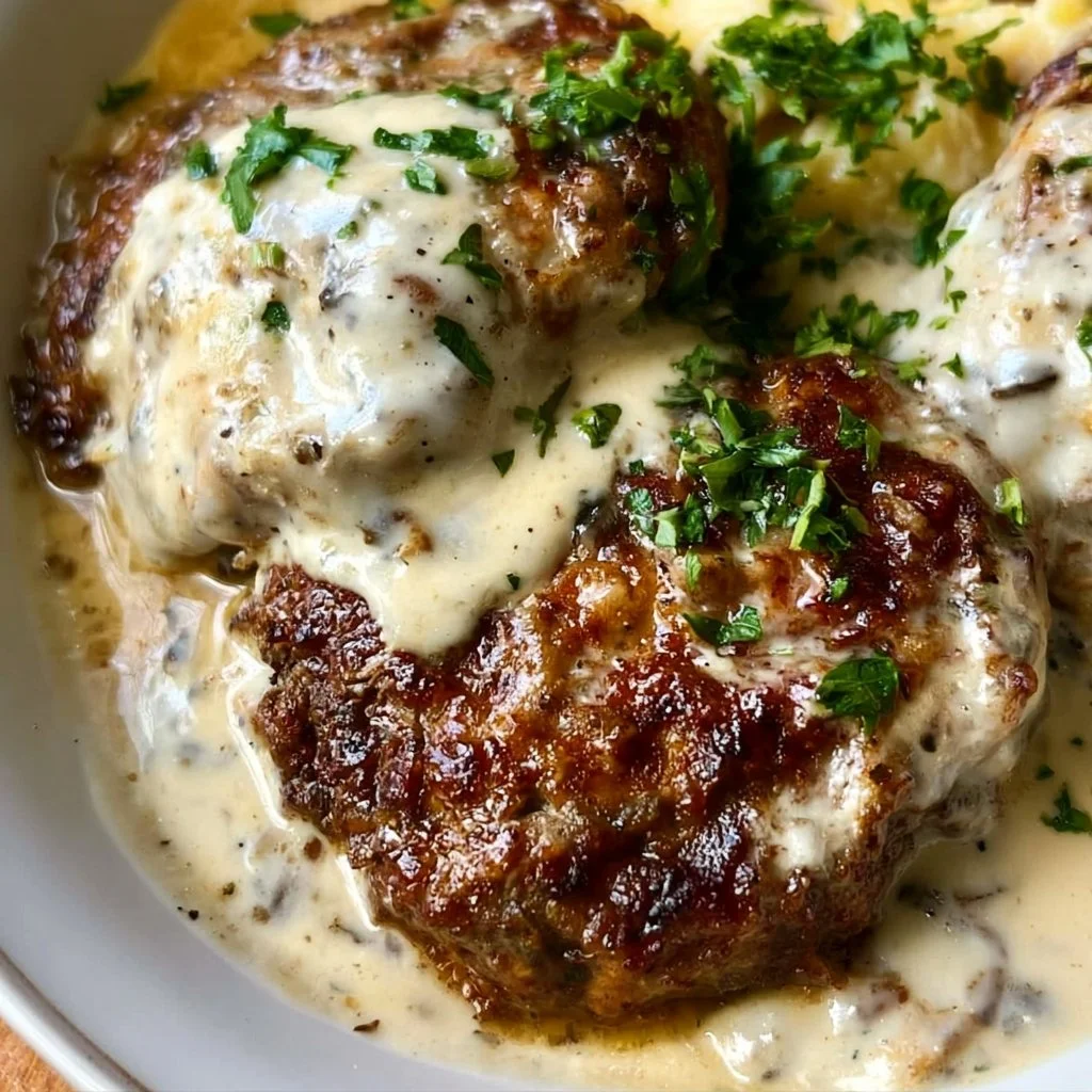 Salisbury Steaks in Horseradish Parmesan Sauce