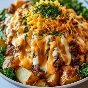 Delicious Smash Burger Bowl with fresh toppings and savory ingredients