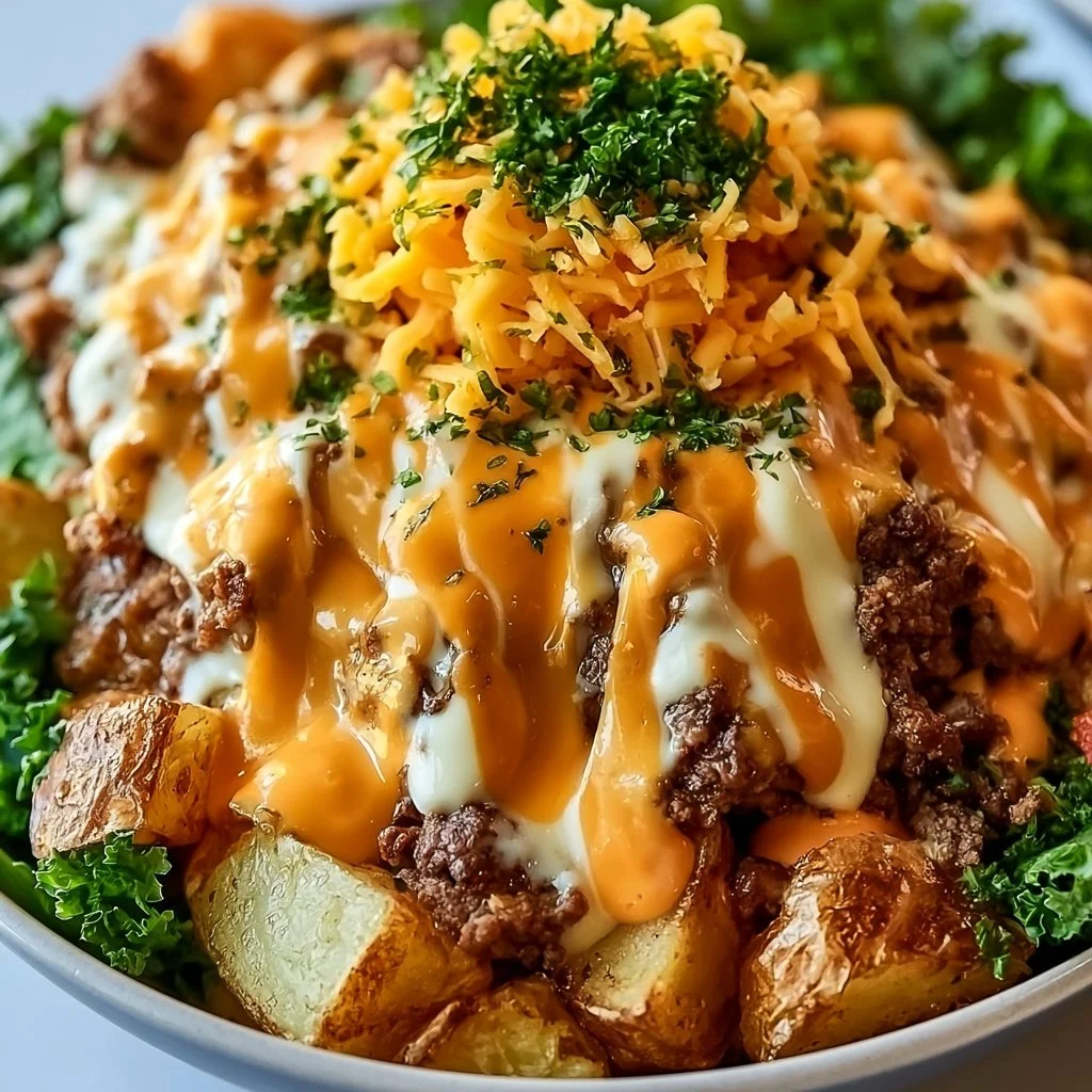 Delicious Smash Burger Bowl with fresh toppings and savory ingredients