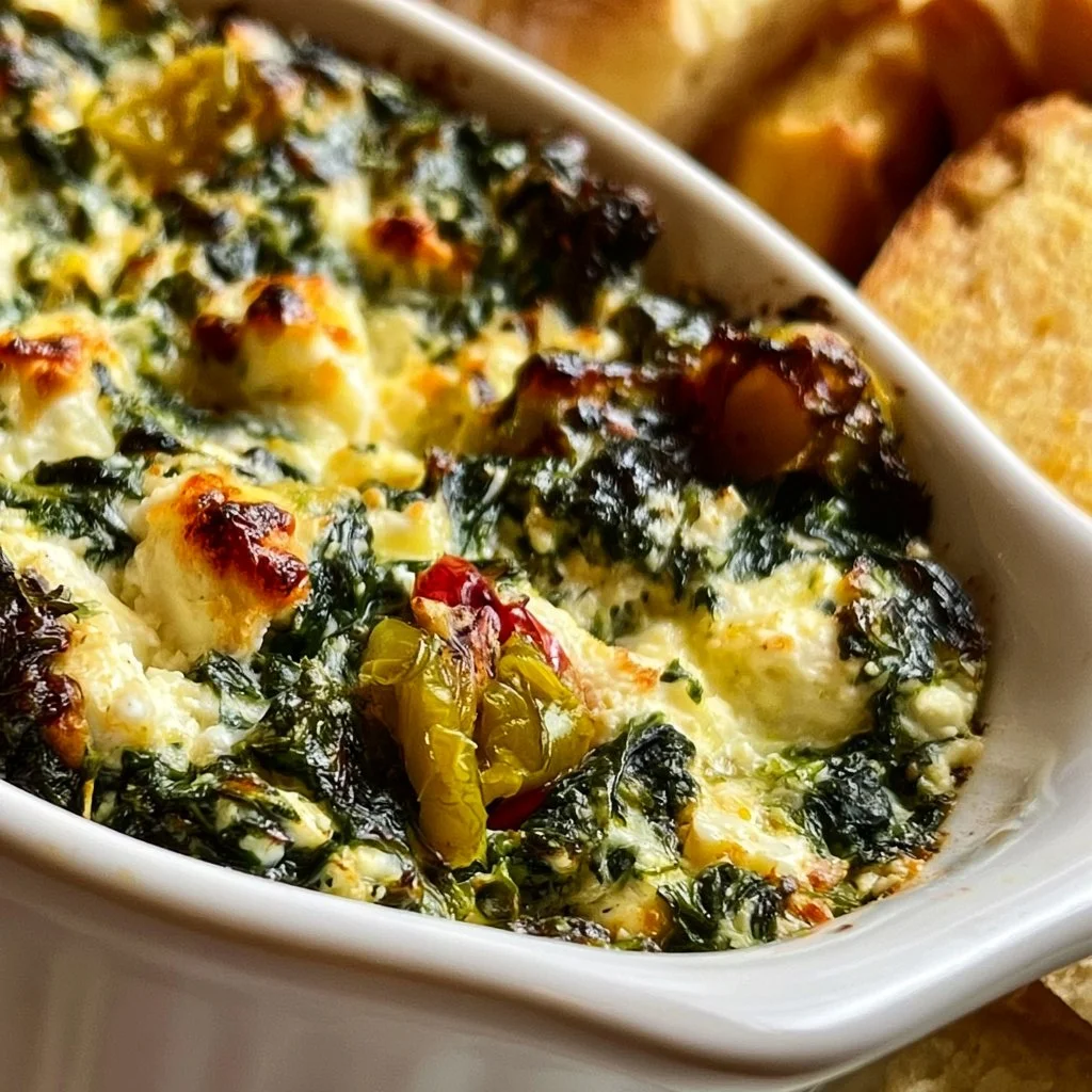 Spinach and Pepperoncini Baked Feta Dip