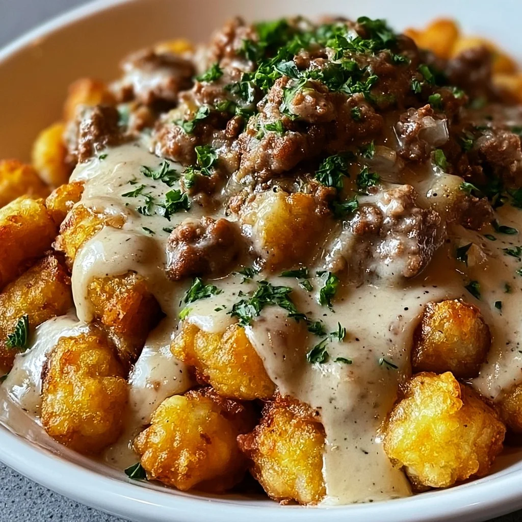 Tater Tot Breakfast Bowl with Sausage Gravy
